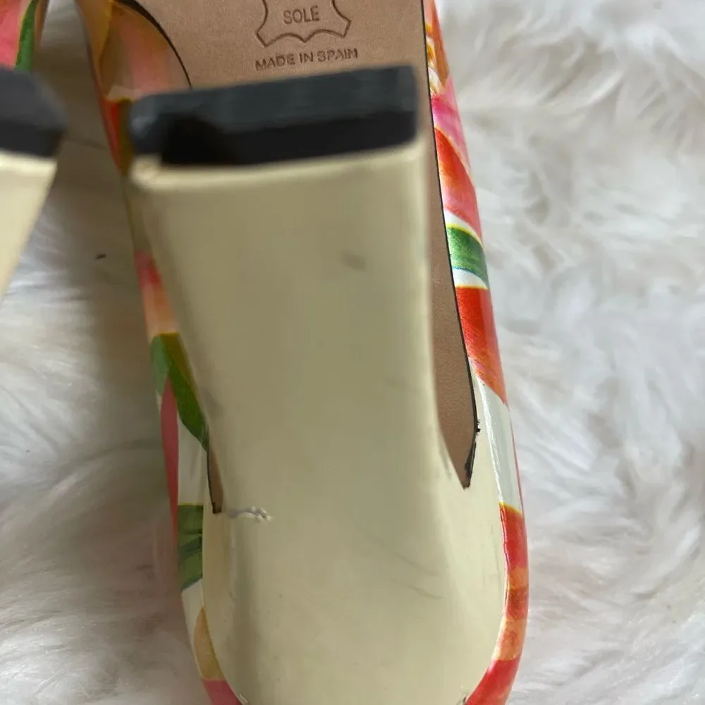 Paul Mèlian patent multi color marble prints slip on pumps square toe si…